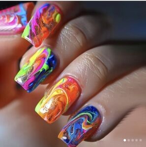 🔥3/$21 Rainbow Marble Swirl Press-On Nails Set